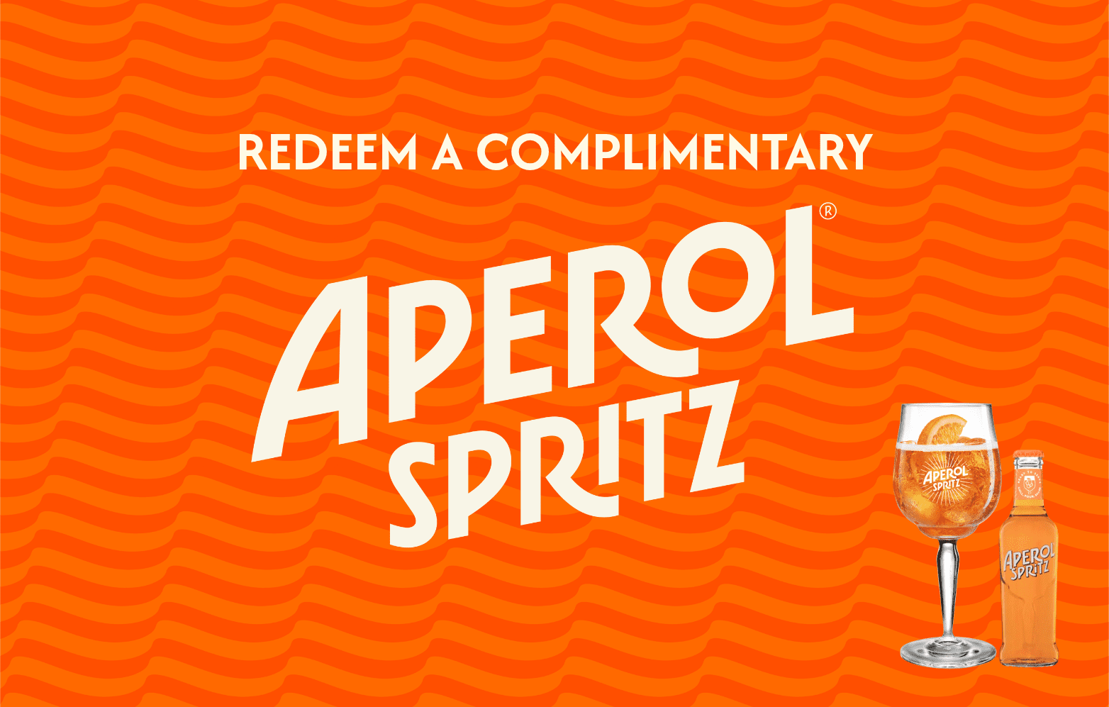 Redeem a complimentary Aperol Spritz